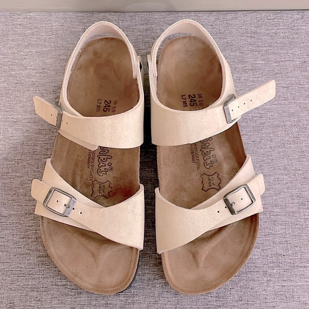 Birkenstock Women's Beige Two-Strap Sandals